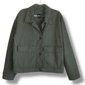 GAP Utility Jacket‎ Womens Khaki Olive Green Trucker Size XL